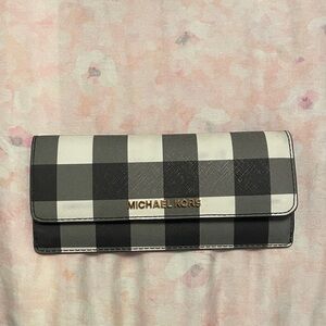 Michael Kors Black and White Plaid Wallet